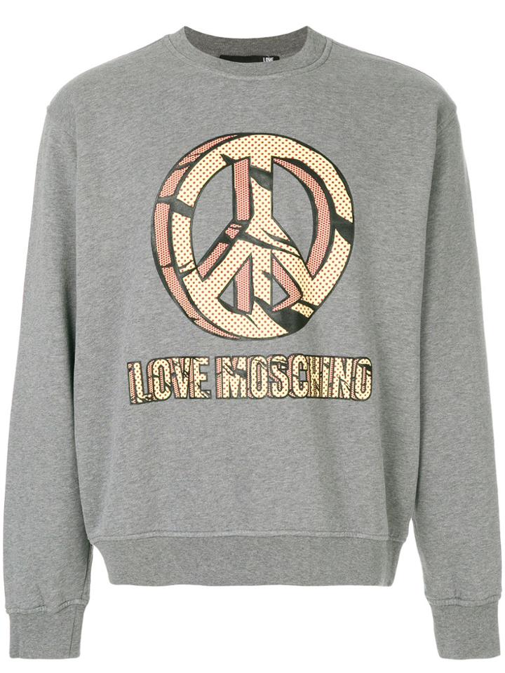 Love Moschino Peace Slogan Sweatshirt - Grey