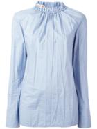 Marni Ruffle Collar Poplin Top, Women's, Size: 42, Blue, Cotton