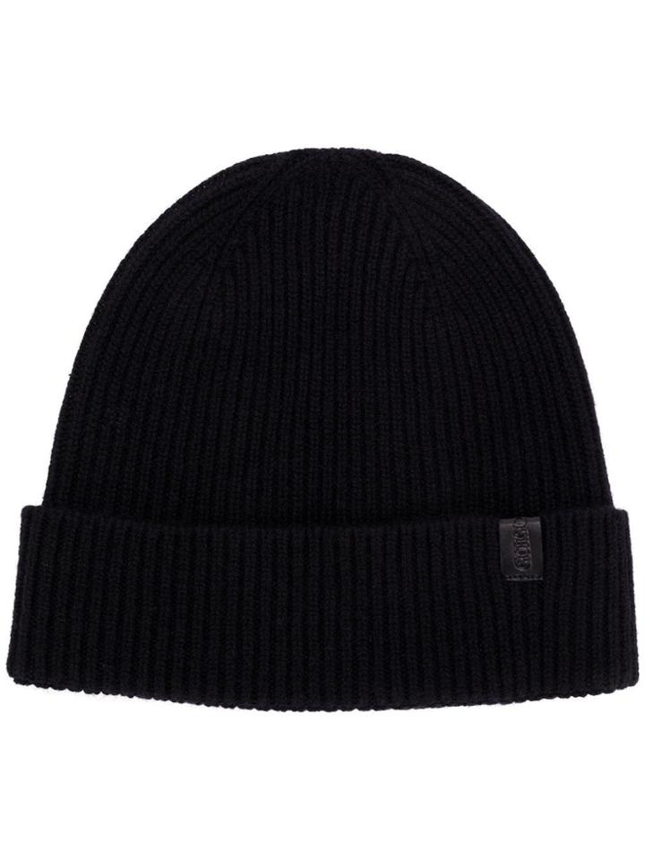 Giorgio Armani Ribbed Knit Beanie - Blue