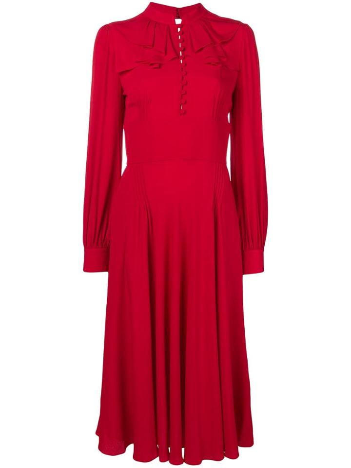 No21 Frilled Fitted Dress - Red