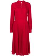 No21 Frilled Fitted Dress - Red