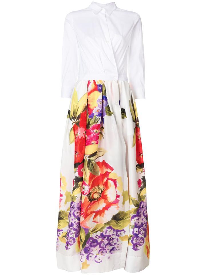 Sara Roka Wrap Floral Shirt Dress - White