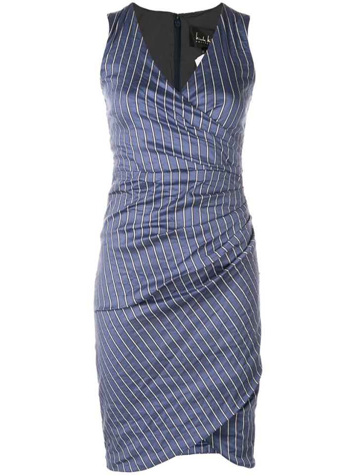 Nicole Miller Fitted V-neck Dress - Blue