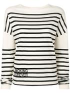 Saint Laurent - Striped Smoking Forever Embroidered Top - Women - Cotton - M, Black, Cotton
