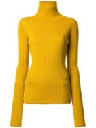 Le Ciel Bleu 'highneck Wide Rib' Pullover, Women's, Size: 36, Yellow/orange, Wool