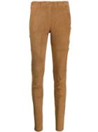 Arma Skinny Leather Trousers - Brown
