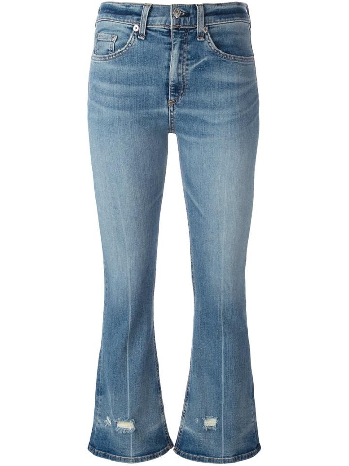 Rag & Bone /jean Cropped Flared Jeans, Women's, Size: 27, Blue, Cotton/polyurethane