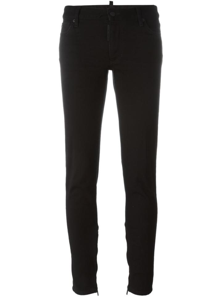Dsquared2 Skinny Medium Waist Jeans, Women's, Size: 36, Black, Cotton/polyester/elastolefin/spandex/elastane