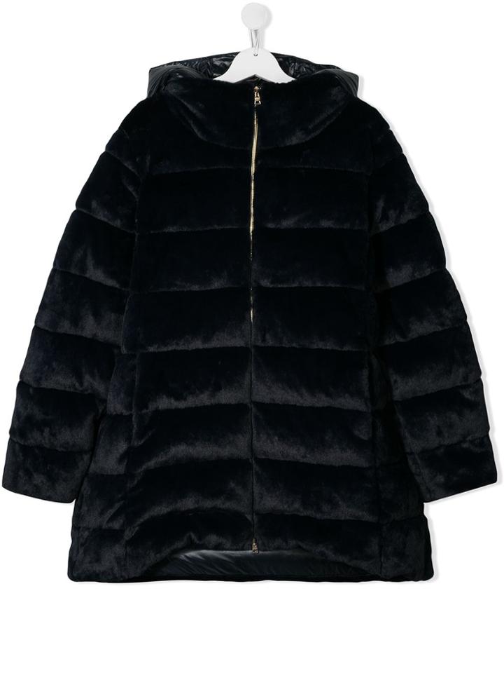 Herno Kids Teen Zipped Padded Coat - Blue