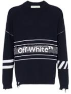 Off-white Logo Distressed Jumper - Blue