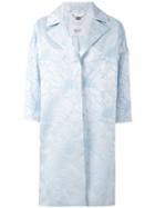 Blugirl Floral Pattern Coat, Women's, Size: 40, Blue, Cotton/acetate/acrylic/polyester