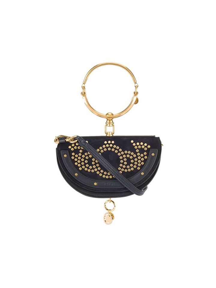 Chloé Studded Nile Minaudière Bracelet Bag - Blue