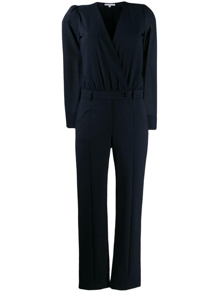 Patrizia Pepe Long-sleeved Wrap-style Jumpsuit - Blue