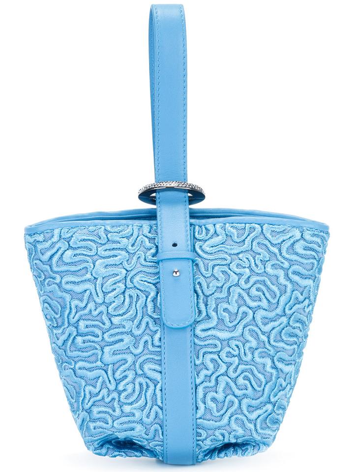 Ermanno Scervino Embroidered Detail Tote Bag, Women's, Blue, Leather/polyester