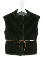 Il Gufo Faux Fur Sleeveless Jacket, Girl's, Size: 10 Yrs, Green