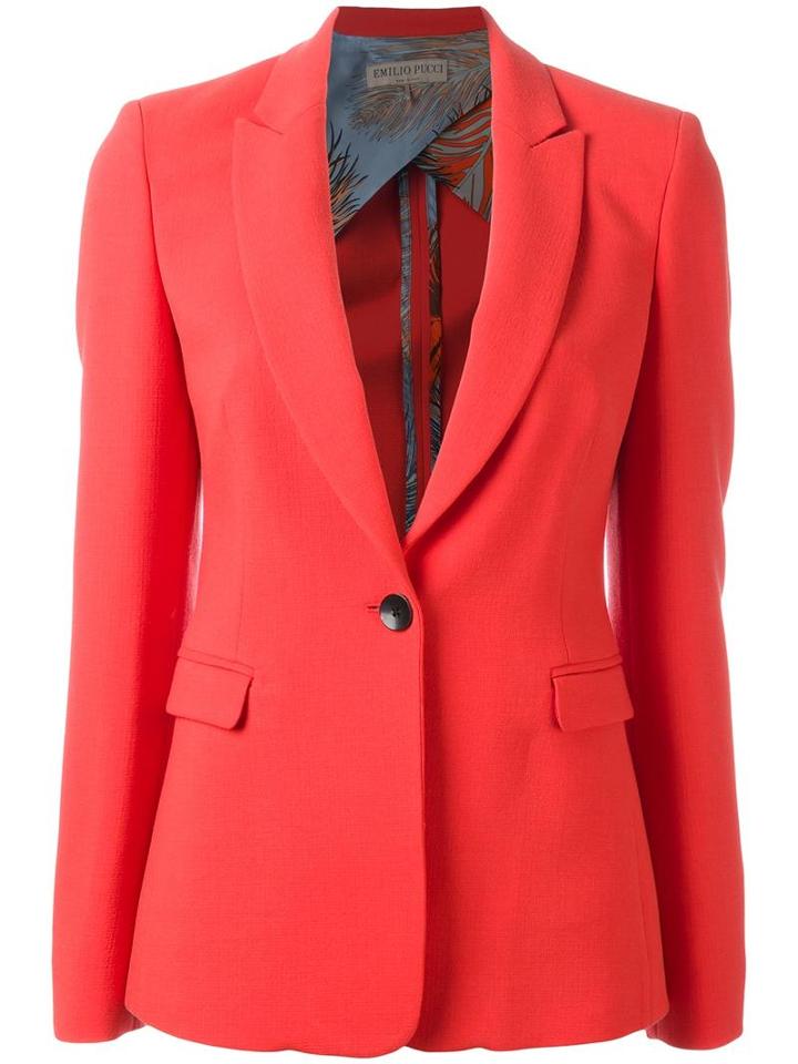 Emilio Pucci Classic Blazer, Women's, Size: 40, Red, Virgin Wool/spandex/elastane/viscose/acetate