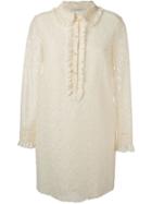 Philosophy Di Lorenzo Serafini Frill Collar Lace Dress, Women's, Size: 40, Nude/neutrals, Cotton/polyamide/polyester