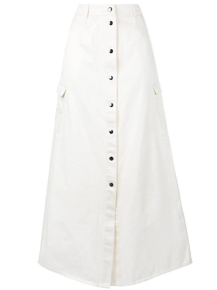 Twin-set Long Button Skirt, Size: 40, White, Cotton