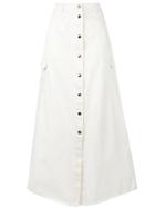 Twin-set Long Button Skirt, Size: 40, White, Cotton