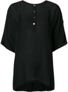 Raquel Allegra - Henley T-shirt - Women - Silk/rayon - M, Women's, Black, Silk/rayon