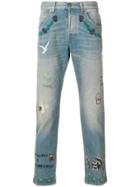 Gucci Embroidered Cotton Jeans - Blue