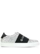 Givenchy Logo Strap Glitter Sneakers - Silver