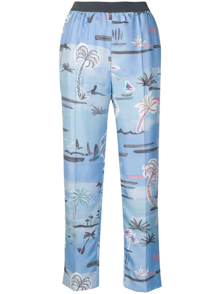 Agnona Palm Tree Trousers - Blue
