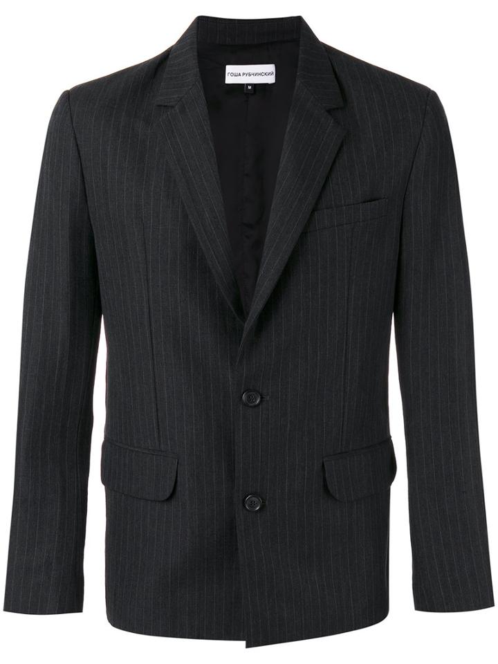 Gosha Rubchinskiy - Pinstripe Blazer - Men - Linen/flax/cupro/wool - L, Grey, Linen/flax/cupro/wool