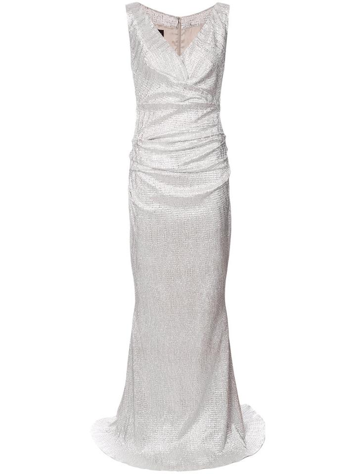 Talbot Runhof - Fitted Long Dress - Women - Polyester - 36, Grey, Polyester