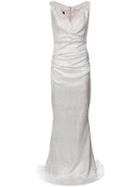 Talbot Runhof - Fitted Long Dress - Women - Polyester - 36, Grey, Polyester