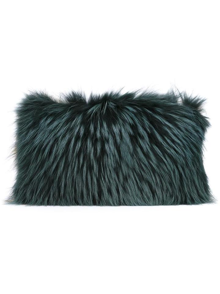 Mr & Mrs Italy Two Tone Fur Clutch, Women's, Nude/neutrals, Racoon Fur/polyester/acetate/viscose