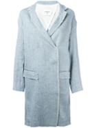 Dondup Raw Edge Tailored Coat, Women's, Size: 40, Blue, Cotton/linen/flax/silk