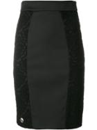 Philipp Plein Lace Panel Skirt - Black