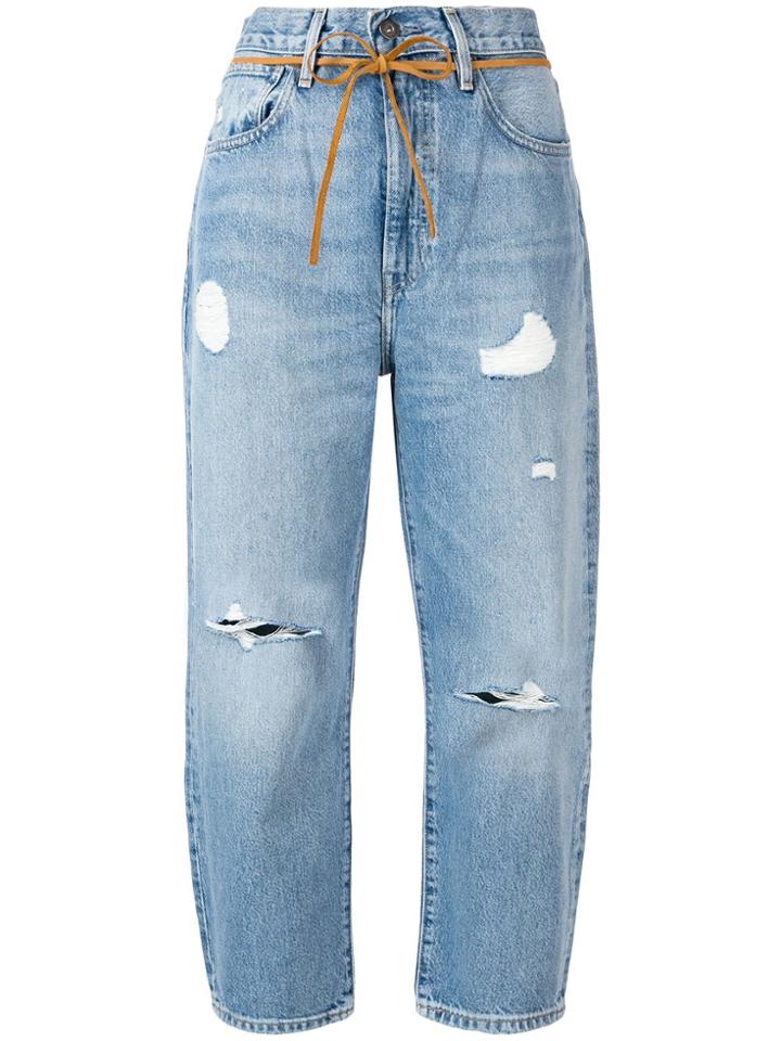 Levi's: Made & Crafted Cropped Distressed Jeans - Blue