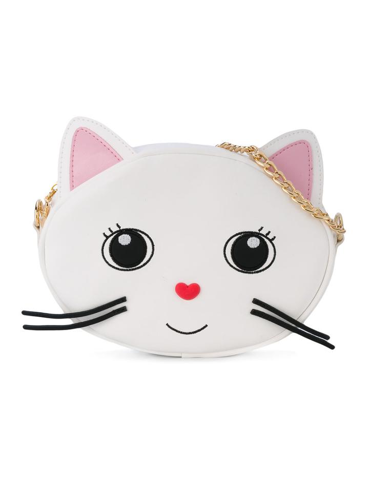 Cat Shoulder Bag - Kids - Leather - One Size, White, Xavem Kids