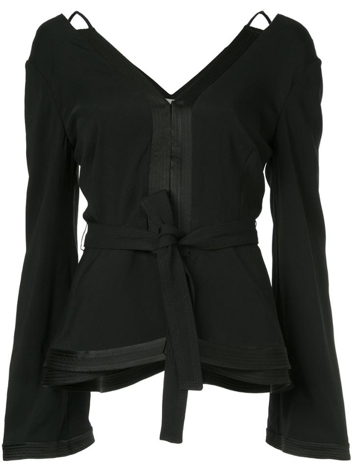 Jonathan Simkhai Combo Stitch V-neck Blouse - Black