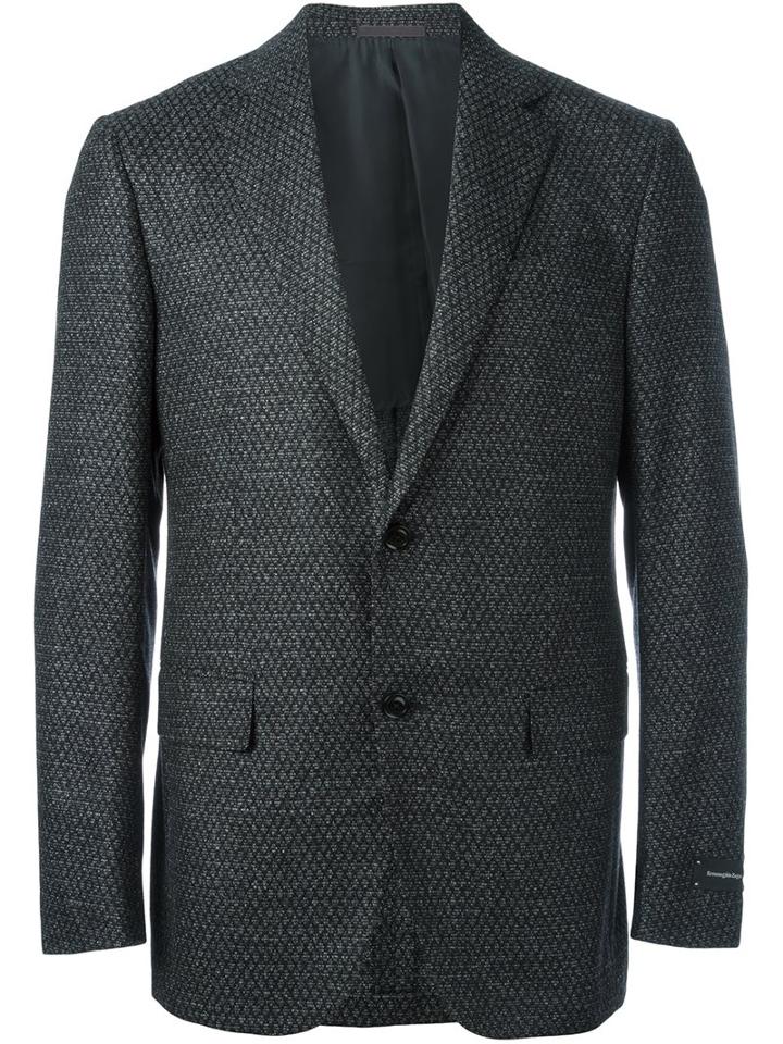 Ermenegildo Zegna Two Button Blazer, Men's, Size: 52, Black, Silk/cupro/wool