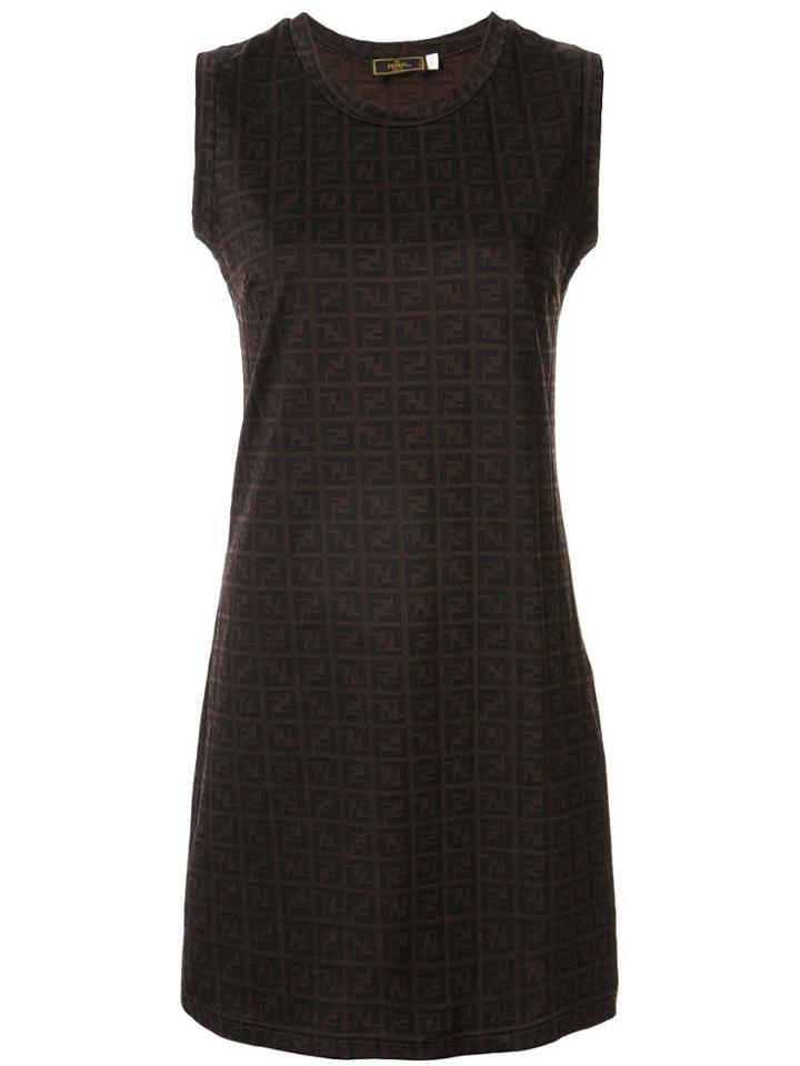 Fendi Pre-owned Monogram Printed Mini Dress - Brown