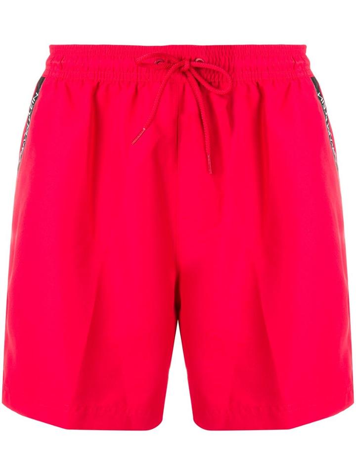 Calvin Klein Logo Stripe Swim Shorts - Red