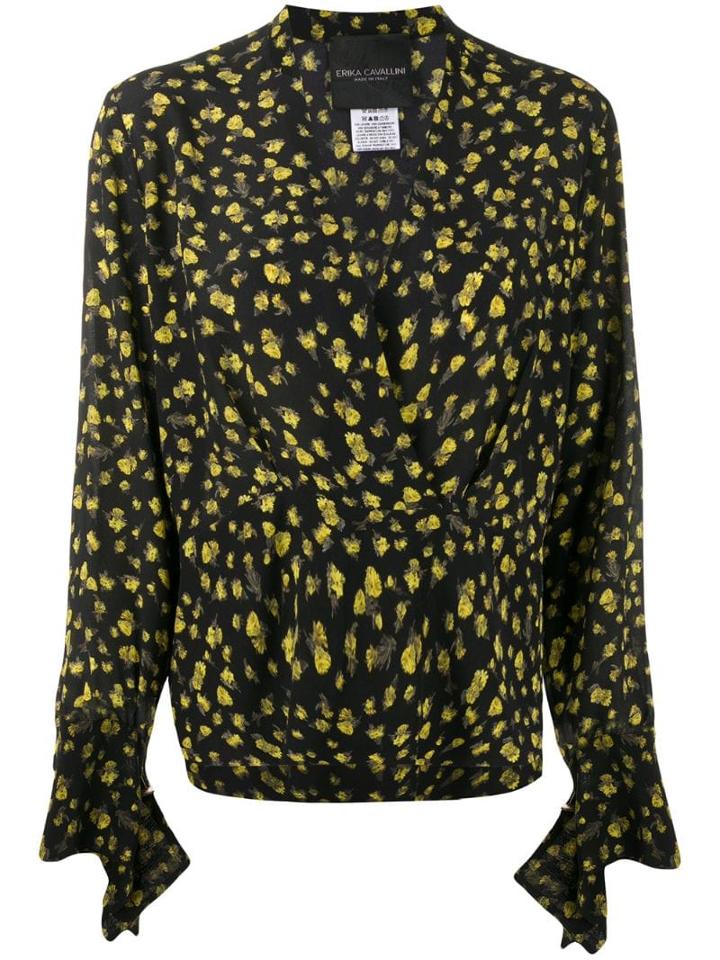 Erika Cavallini Silk V-neck Blouse - Black