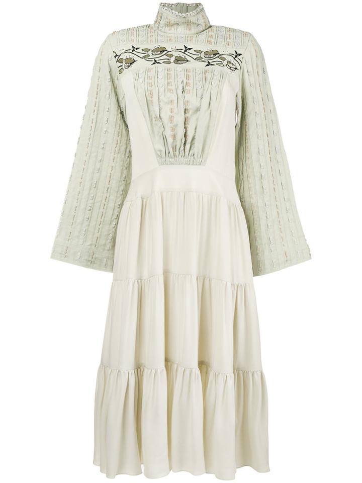 Chloé Victorian High Neck Dress - Nude & Neutrals