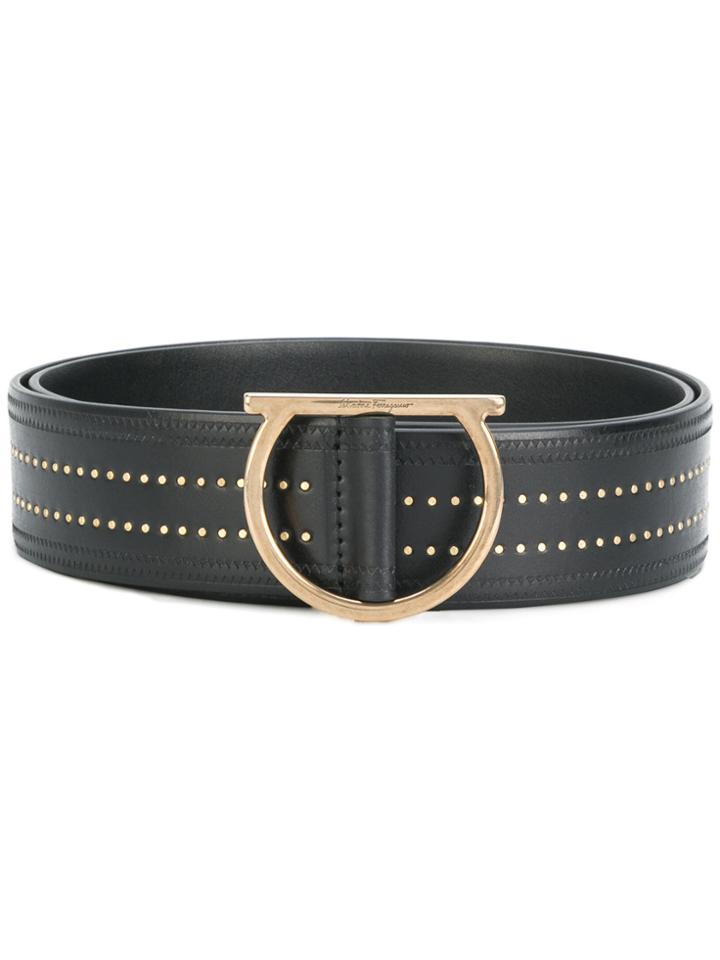 Salvatore Ferragamo Studded Waist Belt - Black