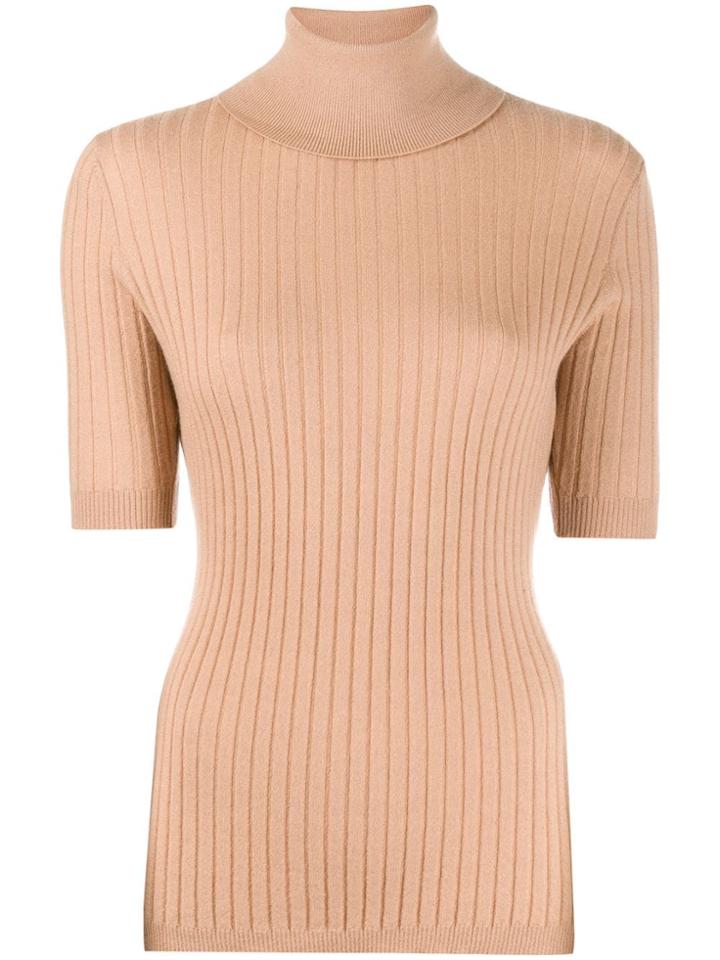 Cashmere In Love Ribbed Roll-neck Victoria Sweater - Neutrals