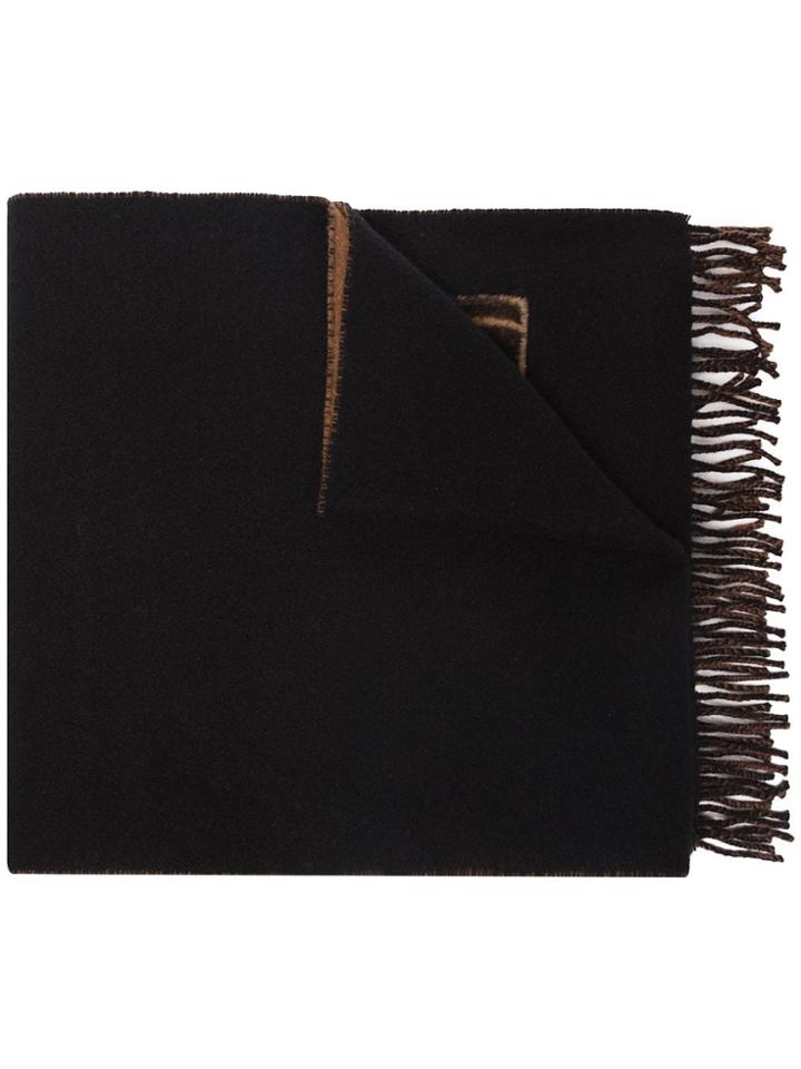Fendi Logo Wool And Cashmere-blend Scarf - Black