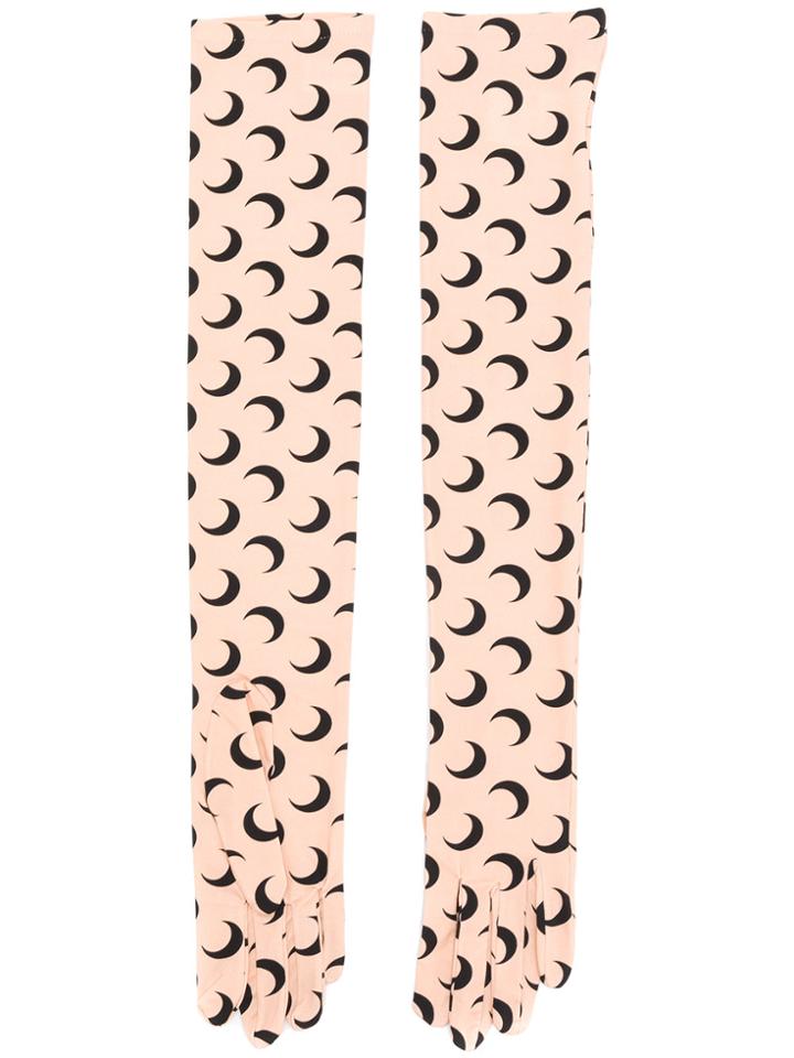 Marine Serre Long Half Moon Print Gloves - Nude & Neutrals