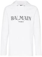 Balmain Paris Logo Cotton Hoodie - White