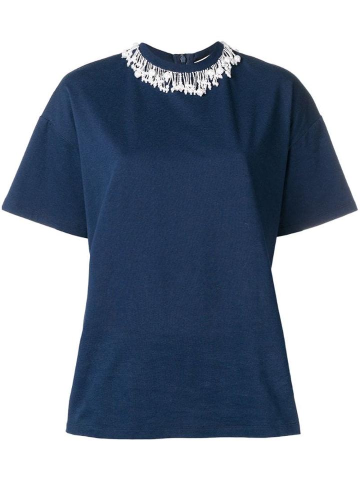 Christopher Kane Pearl Embellished T-shirt - Blue