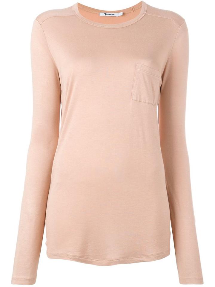 T By Alexander Wang Longsleeved T-shirt, Women's, Size: L, Pink/purple, Rayon