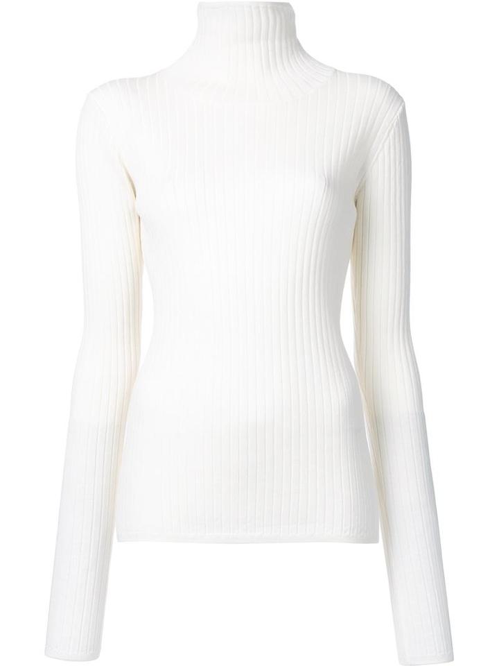 Le Ciel Bleu 'highneck Wide Rib' Pullover, Women's, Size: 36, White, Wool