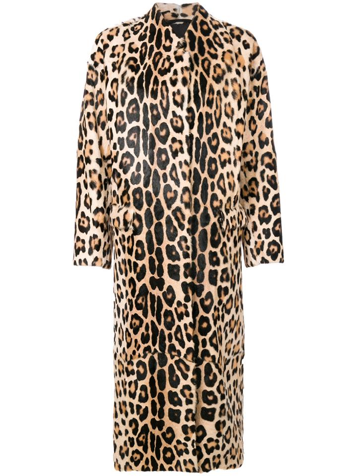 Liska Leopard Print Coat - Brown